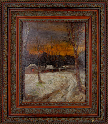 Писемский Алексей Александрович. Зимний пейзаж с избушками